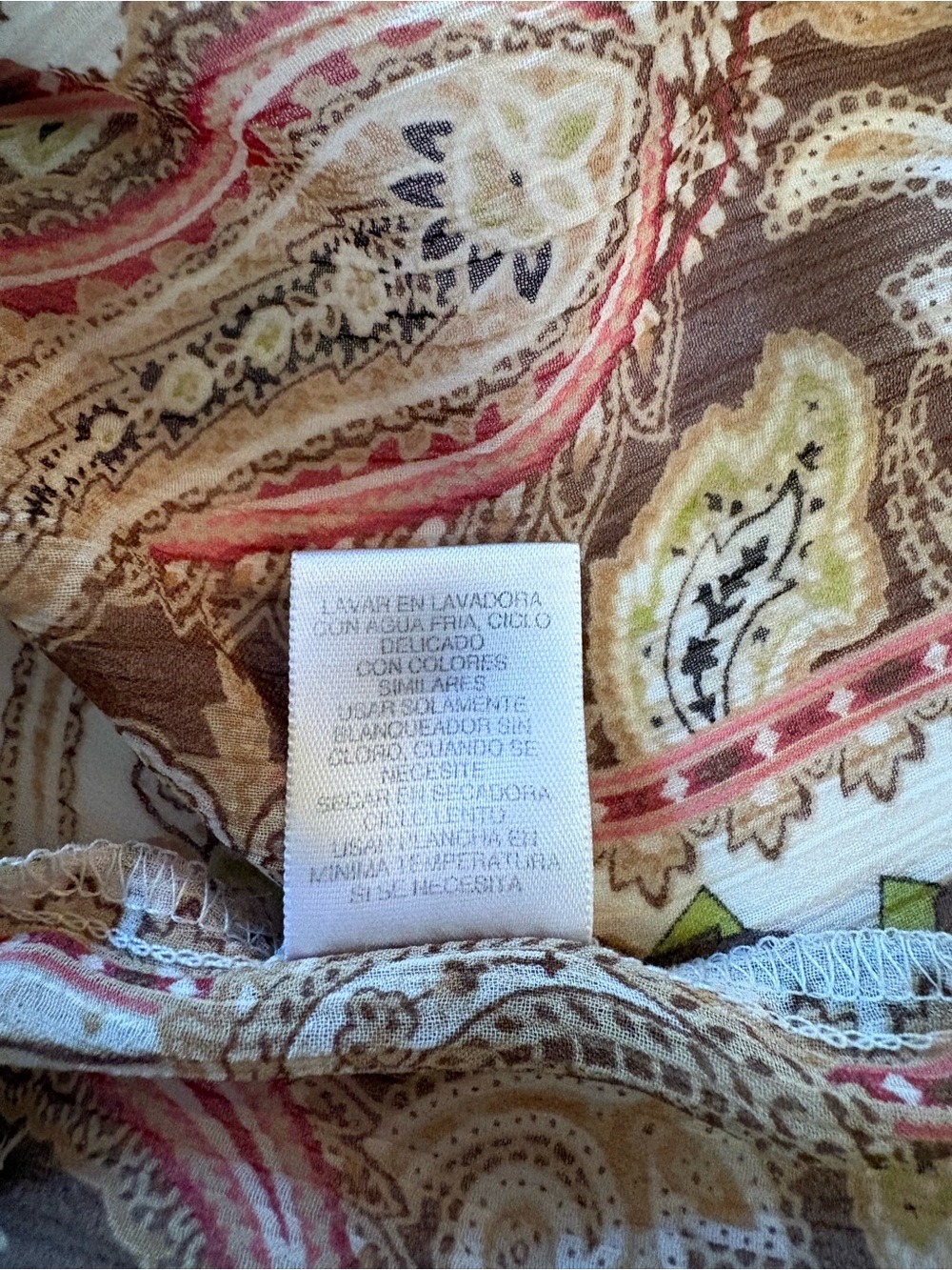 Liz Claiborne Brown Paisley Tunic with Coral and Cream Accents - Picture 8 of 10